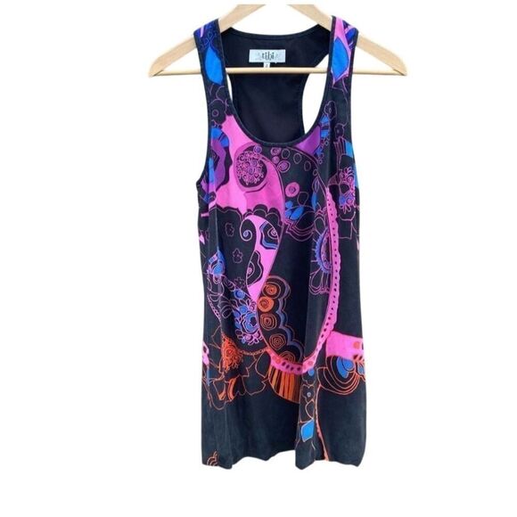 Tibi Women's Size 2 Multicolor Abstract Silk Shift Dress Sleeveless - Picture 1 of 4